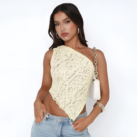 Marseille Lace One-Shoulder Top