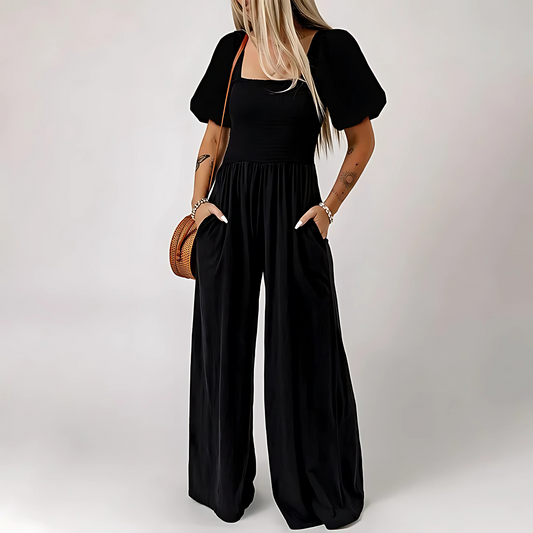 Havana Puff-Sleeve Jumpsuit
