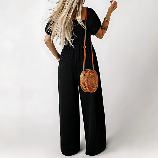Havana Puff-Sleeve Jumpsuit