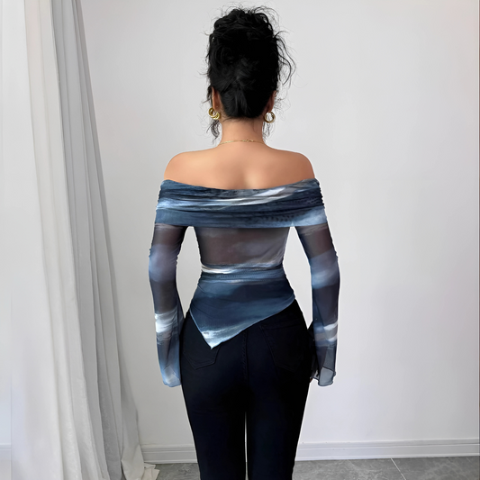 Kyoto Off‑Shoulder Mesh Top