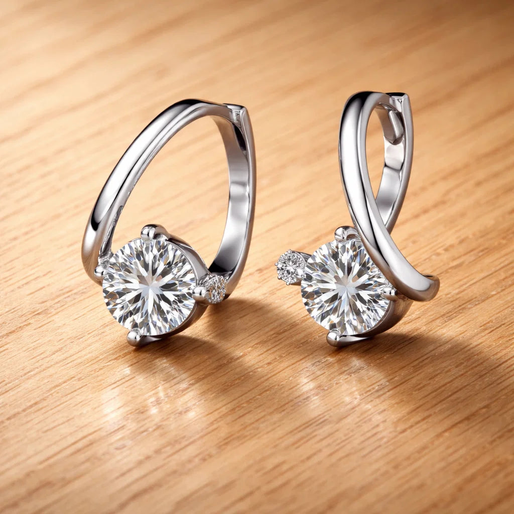 Sterling Silver Moissanite Luxury Earrings