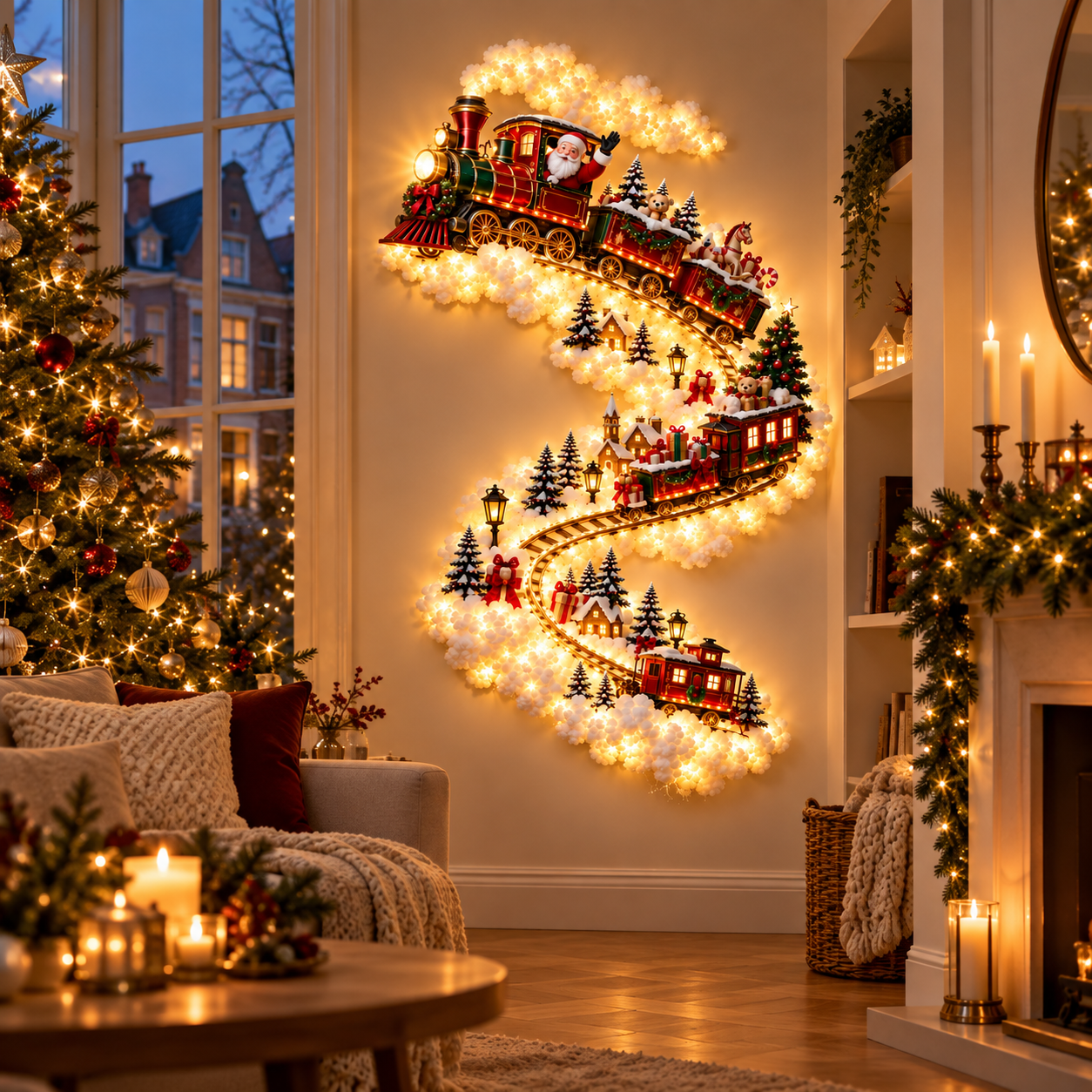 Christmas lighting with warm festive details